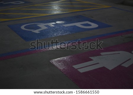 marking sign area of disabled parking lot