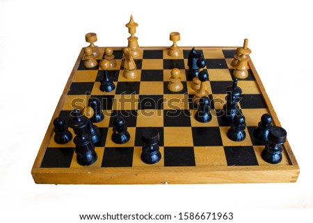A position from famous classic chess game Byrne vs Fischer isolated on white background, queen sacrifice