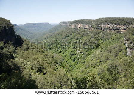 View from the top of the escarpment into Kangaroo Valley in the Southern Highlands, New South Wales, Australia