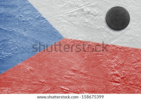 Washer and the image of the Czech flag on a hockey rink