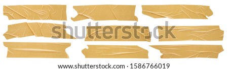 Brown adhesive tape set collection isolated on white background Royalty-Free Stock Photo #1586766019