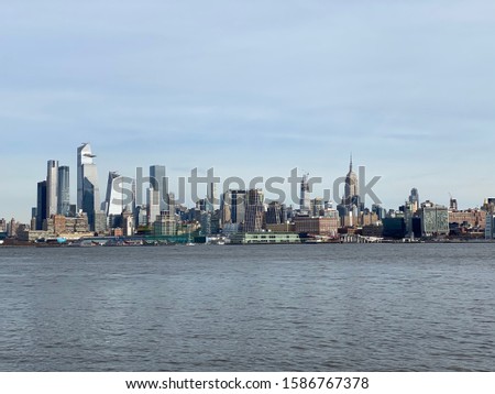 View of manhattan skyline during the day from hoboken New Jersey