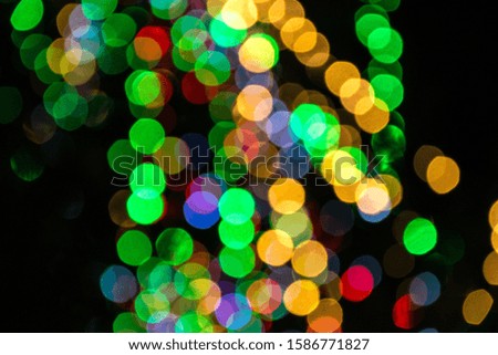 
Bright colorful christmas bokeh isolated on black background, Xmas tree light texture, new year holiday decoration
