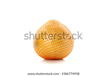 Juicy ripe pomelo fruit in grid isolated on white background