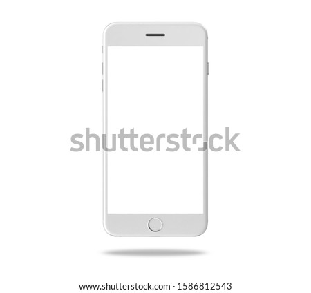 Smart phone white gray mockup isolated on white background with clipping path. Object.