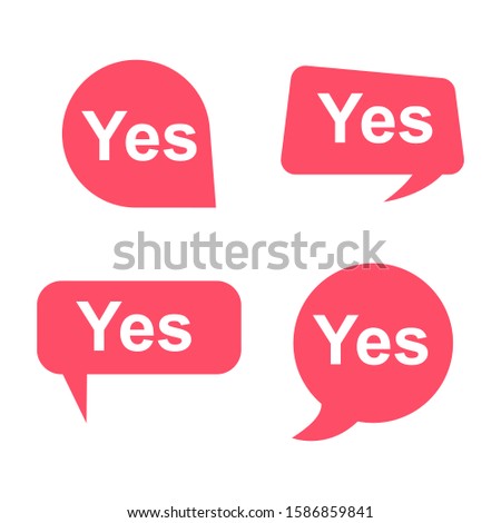 Yes Bubble, Red Speech Message. Yes Speech Message Text. Yes in Flat Vector Buble. vector Illustration.EPS 10