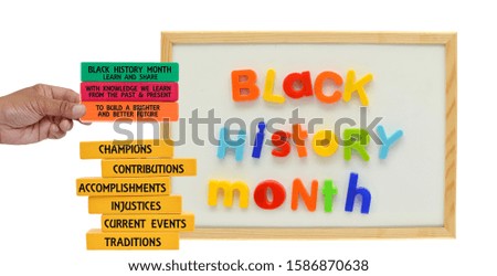 Black History Month White Board and Building Blocks white background