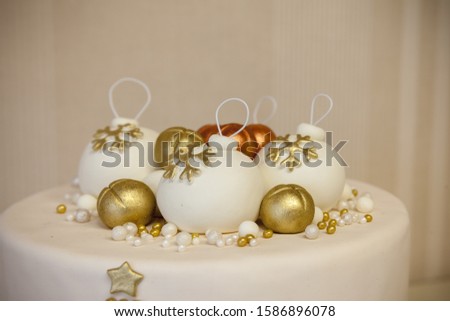 cake with marzipan decorations, close up