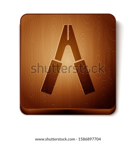 Brown Car battery jumper power cable icon isolated on white background. Wooden square button. Vector Illustration