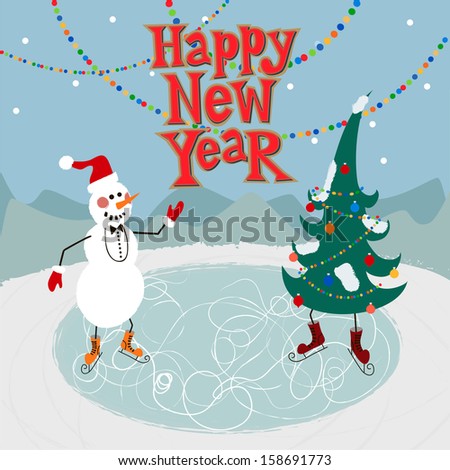 New year greeting card concept. Winter background with text