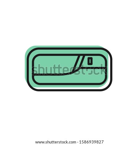 Black line Car door handle icon isolated on white background.  Vector Illustration