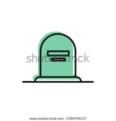 Black line Tombstone with RIP written on it icon isolated on white background. Grave icon.  Vector Illustration