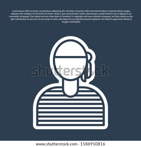 Blue line Sailor captain icon isolated on blue background.  Vector Illustration