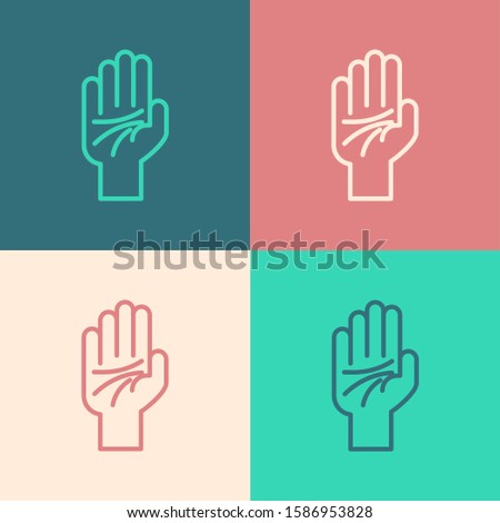 Color line Palmistry of the hand icon isolated on color background.  Vector Illustration