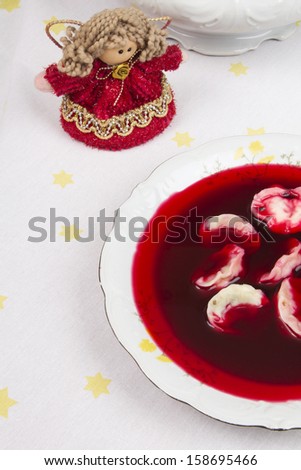 red borsch with uszka, traditional Christmas  Eve dish
