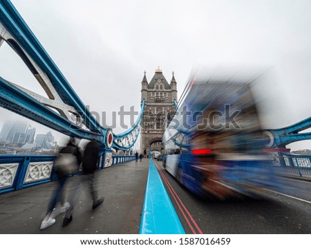 Long exposure picture of the traffic on Tower Bridge in London