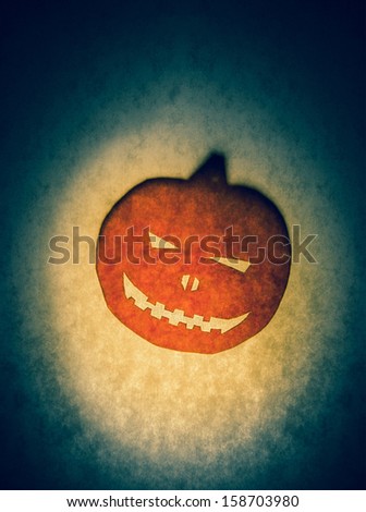 Illuminating Halloween pumpkin head silhouette. 