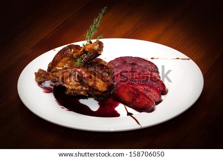 Roasted duck and vegetables