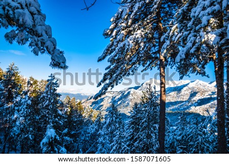 Winter scenery on a snowy mountain