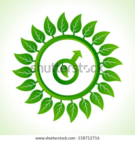 Eco male symbol inside the leaf background stock vector 