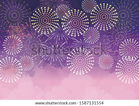 Summer background material, watercolor fireworks, starmine