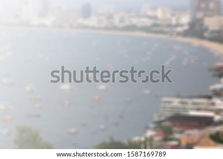 Blurry pictures of the sea view and the Pattaya city boat in Thailand