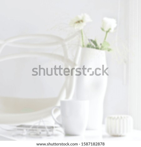 Blurry view of white simply home interiors.design concept.