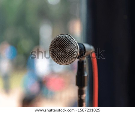 Close up of microphone/mic in a outdoor concert . Selective Focus is used.