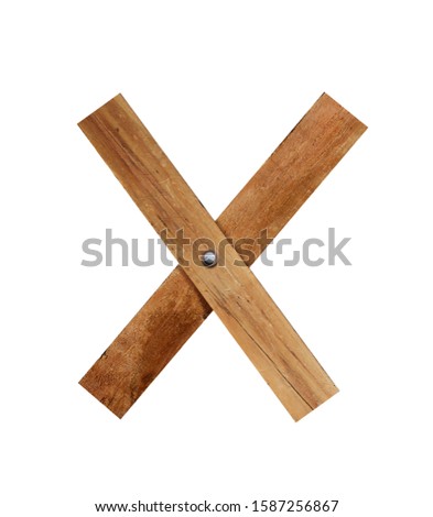 Wood font, wooden plank font letter X