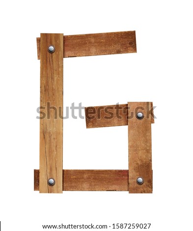 Wood font, wooden plank font letter G