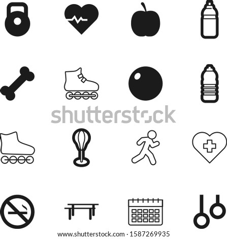 fitness vector icon set such as: strong, punch, fitball, ball, information, aerobic, fit, cigarette, competition, active, pulse, medicine, unhealthy, dumbbell, pilates, beautiful, bar, care