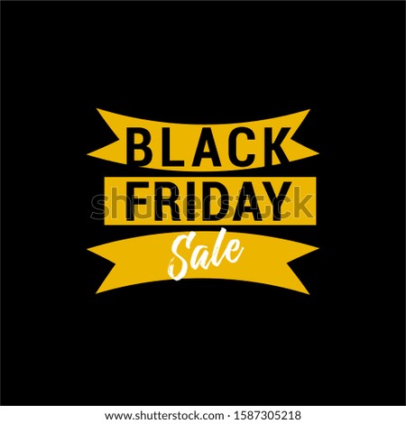 Black Friday Sale isolated on black background. Black Yellow Flat Style. Vector illustration.