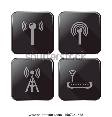 Button with image of a wireless antenna. Real button. Editable vector.