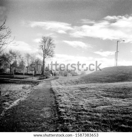 Out for a walk - This black and white photo is NOT sharp due to camera characteristic. Taken on film with a medium format camera