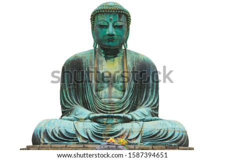 Daibutsu or Great Buddha of Kamakura isolated on white background.This had clipping path.