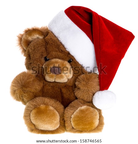 cute vintage teddy bear with santa hat. christmas decoration