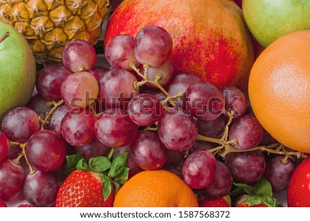Set of fruits - food background