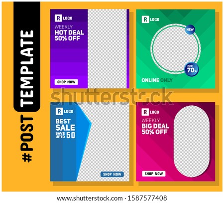 Simple Editable Post Template Social Media Banners for Digital Marketing Post. Promo Brand Fashion. Facebook Post, Instagram Post, Twitter Banner Ads Template. Vector Illustration Template set