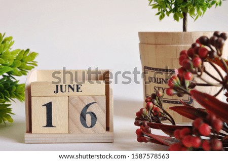June 16, Vintage natural calendar.