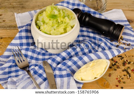 A traditional Halloween meal, colcannon in a still life