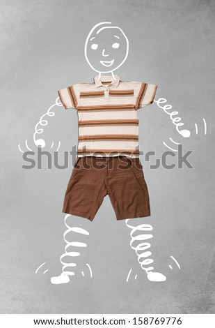 Funny cartoon character in casual urban clothes