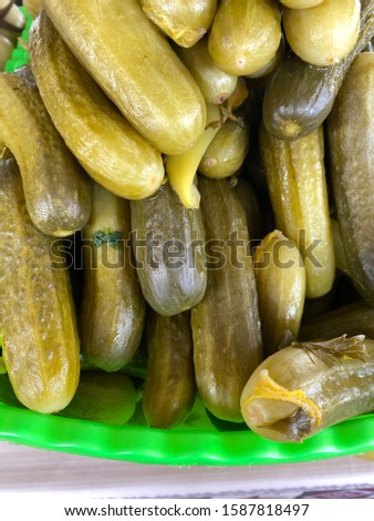 Pickles on the market counter