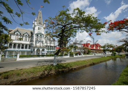 View of City Hall, Georgetown, Guyana Royalty-Free Stock Photo #1587857245