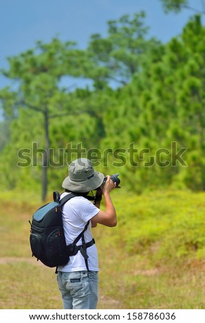 Photographer take a nature photography,Phu Kradueng National Park, Thailand