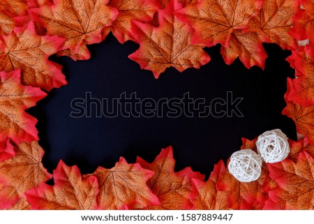 maple leaf and free space for text with black background.