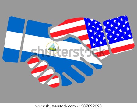 Nicaragua and USA flags Handshake vector