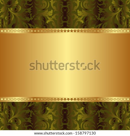gold and green background with abstract ornaments 