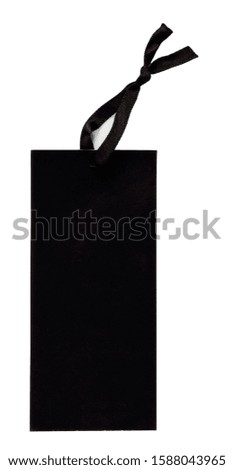 Black price label note isolated on a white background.