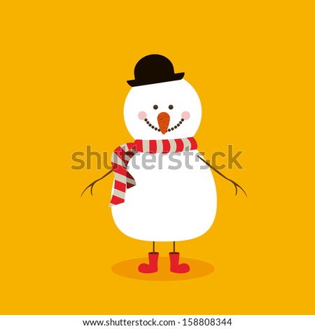snowman design over yellow background vector illustration