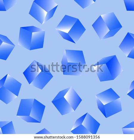 Pattern of cubes with gradient on a delicate blue background, effectively plays on both light and dark background.